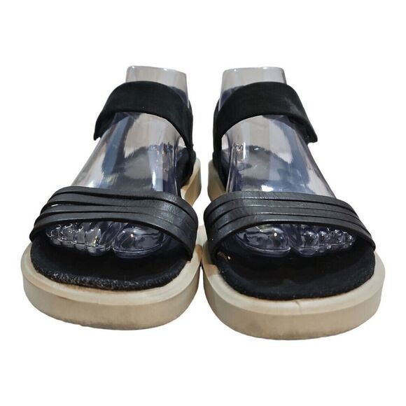 Ecco Flowt Strap Platform Sandals Womens 8 Black Leather Runs Big - Picture 3 of 10